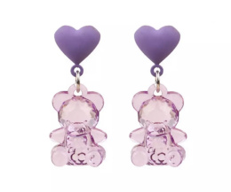 Earrings teddy bears heart pink