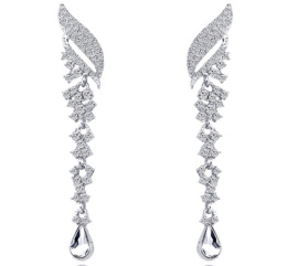 Silver earrings with zircons and large crystals