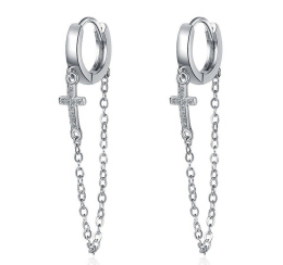 Silver earrings cross zircons