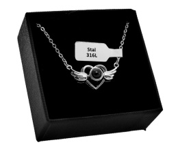 Silver necklace HEART with WINGS