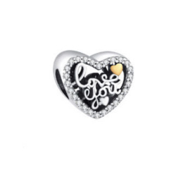 Heart charm pendant - love you