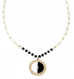 Celebrity gold chain 47+5 black and white necklace
