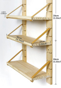 Gronda Regulowane drewniane półki 3 poziomy, półki ze skórzanym paskiem w kolorze naturalnym- regał