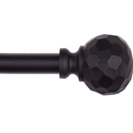 Karnisz wysuwany 71-122 cm czarny karnisz do zasłon z okrągłą końcówką z wzorem diamentowym