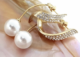 Kolczyki złote cyrkonia pozłacane perly