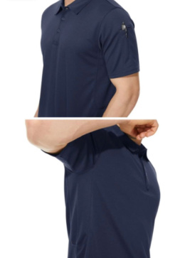 Męska koszulka polo KEFITEVD z krótkim rękawem - Szybkoschnąca - Sport i outdoor - z uchwytem na okulary - Szara , Rozm M