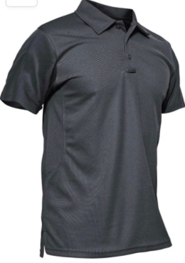 Męska koszulka polo KEFITEVD z krótkim rękawem - Szybkoschnąca - Sport i outdoor - z uchwytem na okulary - ciemny szary Roz L