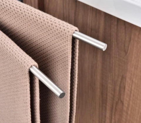 Obrotowy wieszak na ręczniki bez wiercenia, dwuramienny wieszak, stal nierdzewna, samoprzylepny, chrom