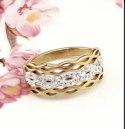 Gold ring with small rhinestones - 9