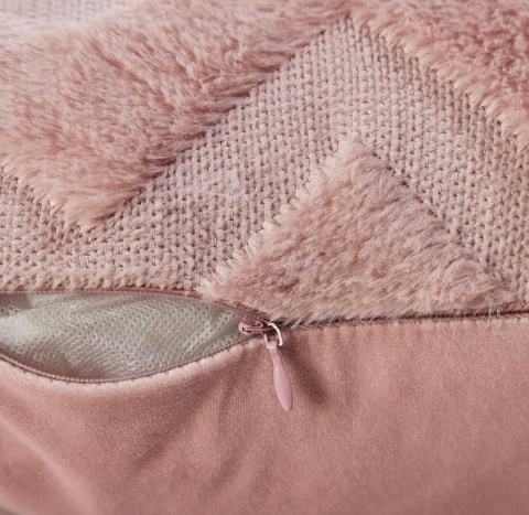 Poszewka na poduszkę ze sztucznego futra i wełny oraz weluru . zestaw 2 szt, Puszyste poszewki 60 x 60 cm , pudrowy róż