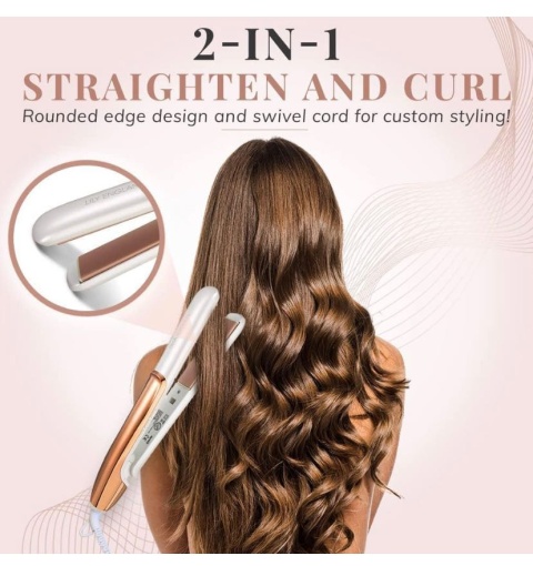 Prostownica , lokówka do włosów- regulowana temperatura z płytkami ceramicznymi - Rose Gold - Lily England