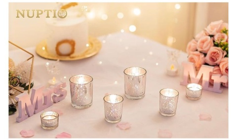 Romadedi Srebrny Swiecznik Szklany zestaw 3 szt - różne rozmiary