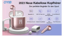 Słuchawki douszne Bluetooth, 2023, Bluetooth 5.3, bezprzewodowe z 4 mikrofonami ENC, HiFi