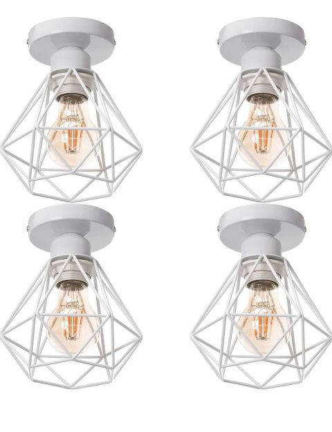 Zestaw 4 lamp - białe w stylu retro lampa biala