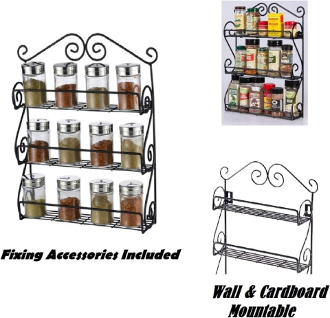 Exzact Stojak na przyprawy 3 poziomy montaż na ścianie lub szafce