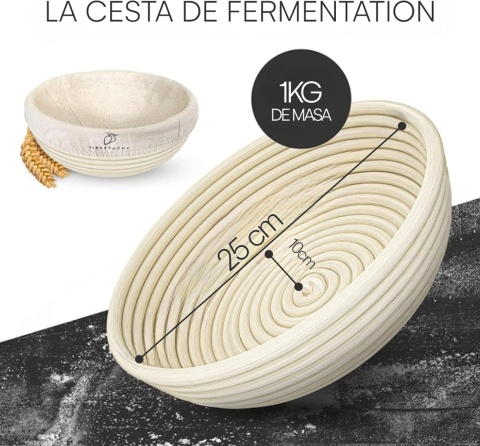 Liebspecht Wysokiej jakości okrągły kosz do garowania 25 cm do chleba