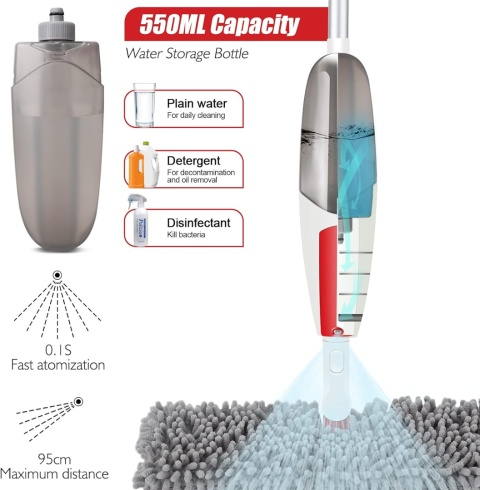 MASTERTOP Mop z mikrofibry z funkcją spryskiwania, zbiornik 550 ml