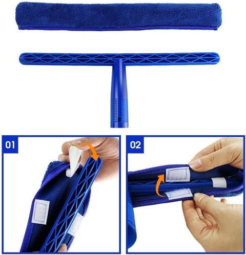 MASTERTOP Rakla do okien, zestaw do czyszczenia z drążkiem 120 cm