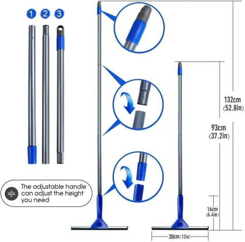 MASTERTOP Rakla do okien, zestaw do czyszczenia z drążkiem 120 cm