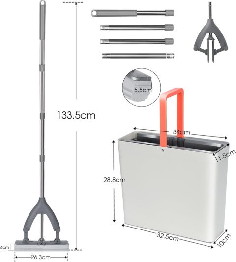 Mop i wiadro Mastertop z uchwytem teleskopowym 135 cm z 3 gąbkami Mop i wiadro Mastertop z uchwytem teleskopowym 135 cm z 3 gąbkami