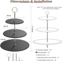 Qhecomce Patera na tort łupkowa etażerka, 3 poziomy, 15,20, 25 cm