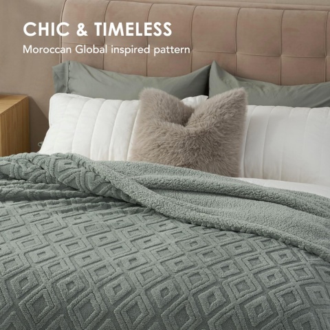 RECYCO gruby koc 127x152cm, puszysty na sofę, miękka narzuta