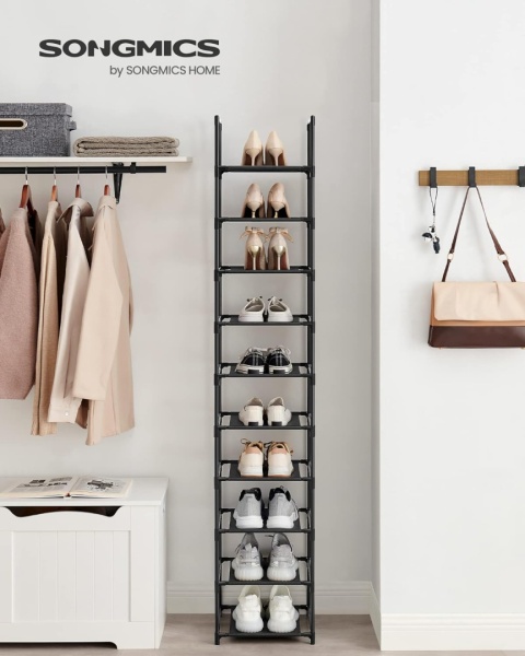 SONGMICS 10-półkowy stojak na but, regal, organizer, 33 x 33 x 173 cm