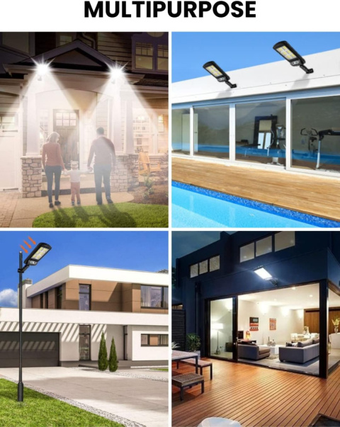 Solarna Lampa Uliczna 160 LED z Czujnikiem Ruchu wodoodporna IP65 Solarna Lampa Uliczna 160 LED z Czujnikiem Ruchu wodoodporna IP65