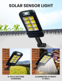 Solarna Lampa Uliczna 160 LED z Czujnikiem Ruchu wodoodporna IP65