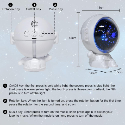 URAQT Projektor astronautów, lampa projektora dla dzieci z 3 slajdami URAQT Projektor astronautów, lampa projektora dla dzieci z 3 slajdami