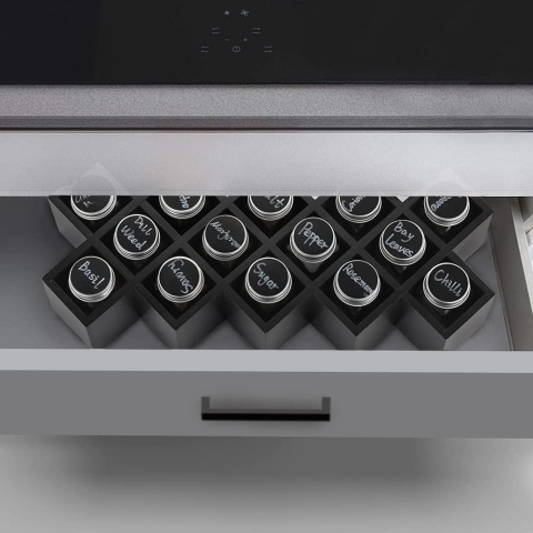 ecooe bambusowy stojak na przyprawy z 18 słoikami i etykietami