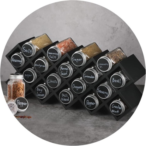 ecooe bambusowy stojak na przyprawy z 18 słoikami i etykietami