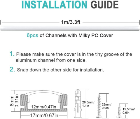 6-pak listwy aluminiowe LED Chesbung 1 metr U-profil aluminiowy zestaw 6-pak listwy aluminiowe LED Chesbung 1 metr U-profil aluminiowy zestaw