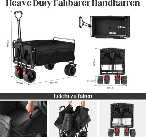 BedStory Składany wózek transportowy, turystyczny z hamulcami do 80 kg BedStory Składany wózek transportowy, turystyczny z hamulcami do 80 kg