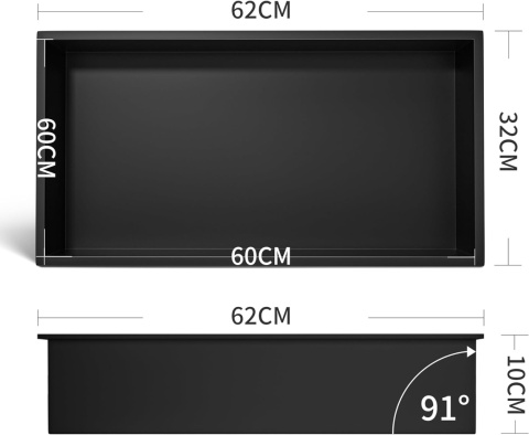 Bernkot wneka prysznicowa stal nierdzewna 60 x 30 x 10 cm czarny