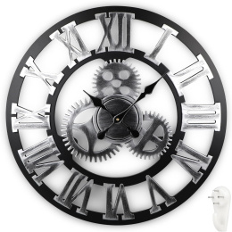 CPROSP Steampunk zegar ścienny w stylu vintage, cichy, 58 cm z drewna