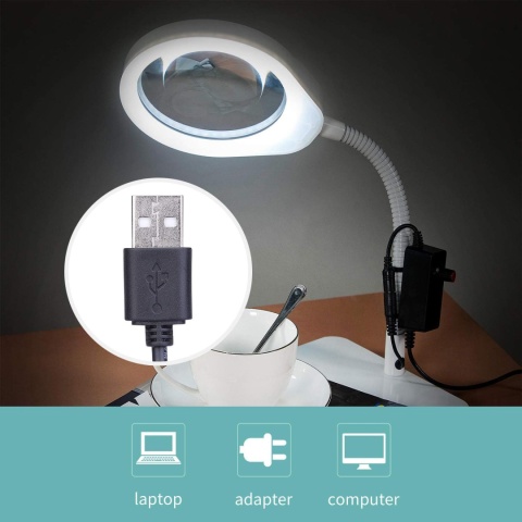 HOLULO Lampa z lupą, 10 x stołowa lampa z lupą ze światłem led