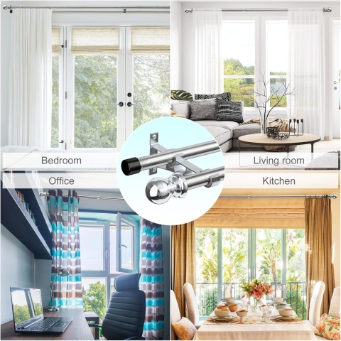 INFLATION Podwójne karnisze do okien 76-113 cm, wytrzymały regulowany