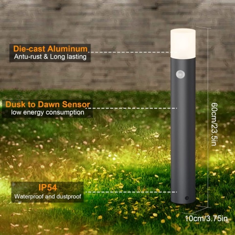 Klighten Lampa ścieżkowa/słupek z czujnikiem ruchu, 60 cm, zewnętrzna