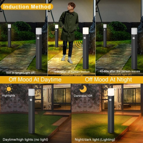 Klighten Lampa ścieżkowa/słupek z czujnikiem ruchu, 60 cm, zewnętrzna