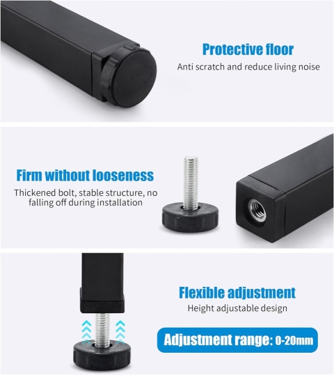 LYLIDIA 4 szt. Uniwersalne nogi meblowe Regulowane 22cm (+2cm)