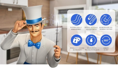 MR.SIGA Profesjonalny mop z mikrofibry w zestawie 3 wymienne wklady