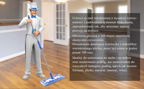 MR.SIGA Profesjonalny mop z mikrofibry w zestawie 3 wymienne wklady