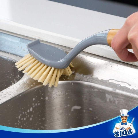 MR.SIGA Radialna szczotka do naczyń z bambusową rączką, zestaw 2 szt