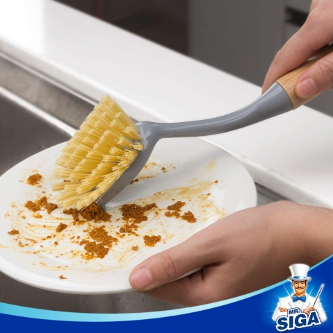 MR.SIGA Radialna szczotka do naczyń z bambusową rączką, zestaw 2 szt