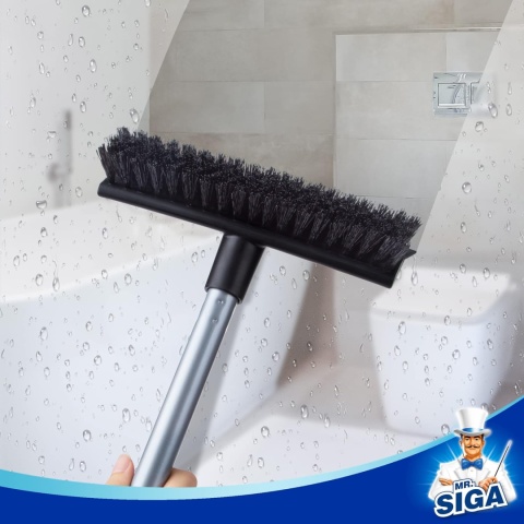 MR.SIGA Szczotka do szorowania podłóg z długim uchwytem, 2 w 1