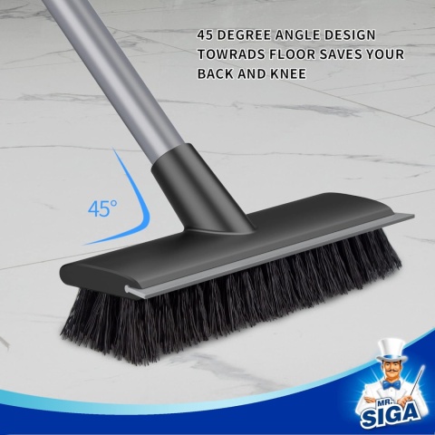 MR.SIGA Szczotka do szorowania podłóg z długim uchwytem, 2 w 1