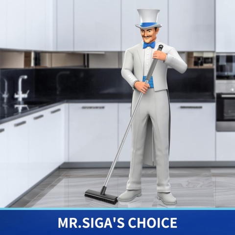 MR.SIGA Szczotka do szorowania podłóg z długim uchwytem, 2 w 1