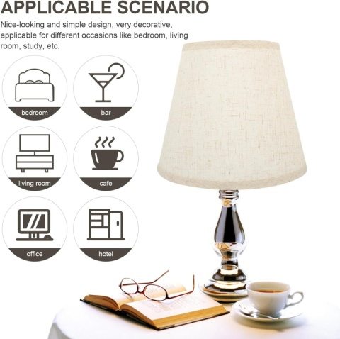 OSALADI abażury klosz do lamp stołowych E27 25 x 25 x 21 cm len