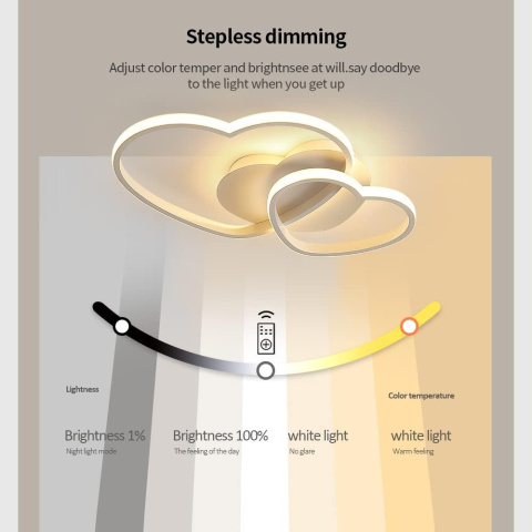 Riserva Lampa sufitowa serca LED, ściemniana z pilote 50 cm 3000-6500K Riserva Lampa sufitowa serca LED, ściemniana z pilote 50 cm 3000-6500K